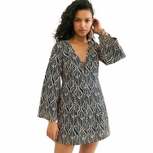 Free People Gia Shift Dress Black Multi Color